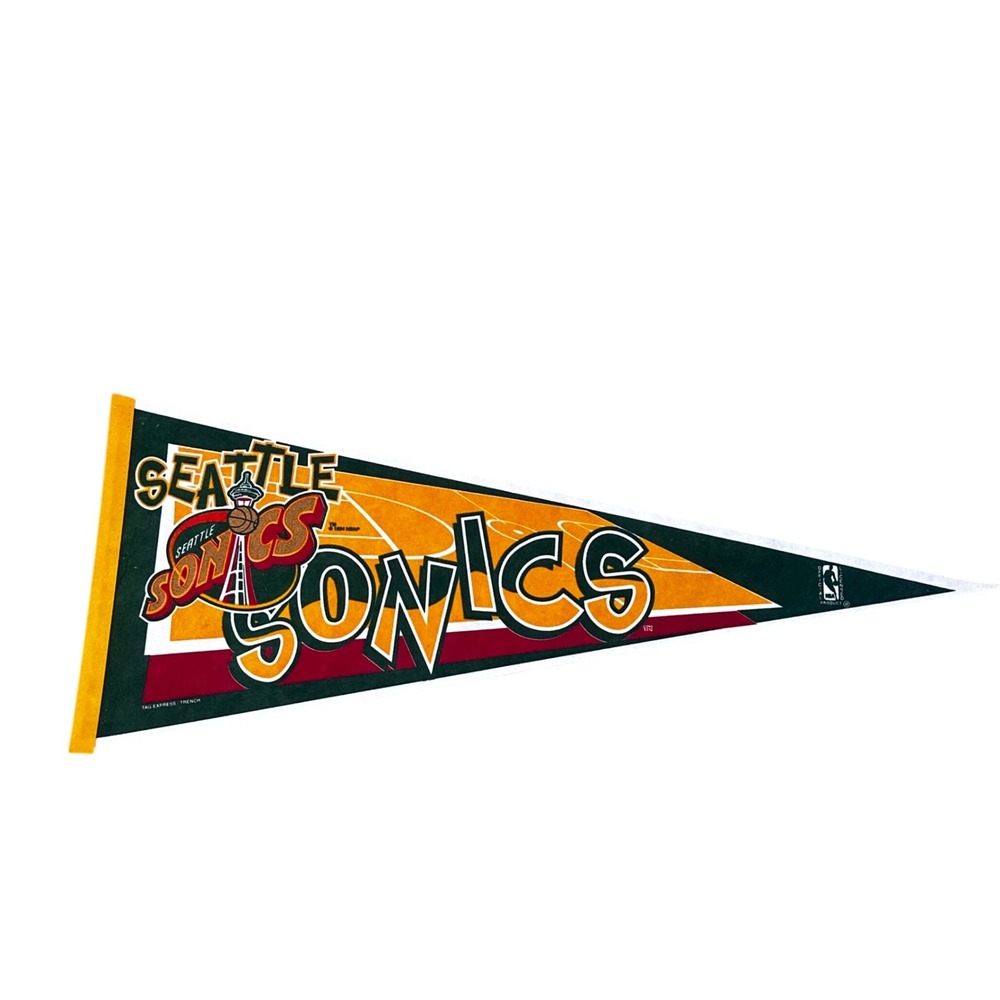 Vintage 1994 Seattle Sonics NBA Felt Pennant Tag Express Trench Space Needle Log